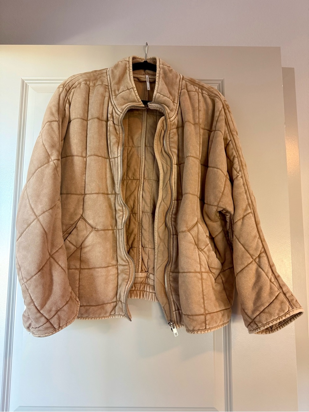 Free People Dolman Quilted Knit Jacket in Champagne Diamonds (Size Small) - Picture 4 of 6
